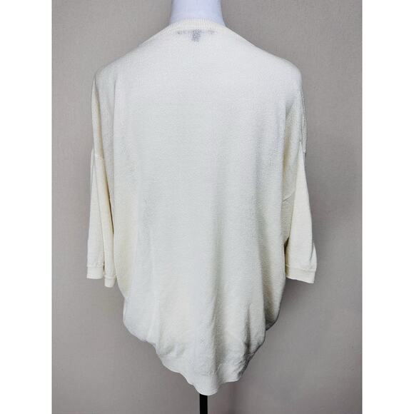 Giglio Rosso Ivory Sz XL Knit Short Sleeve Lightweight Sweater Made In Italy - Picture 8 of 13